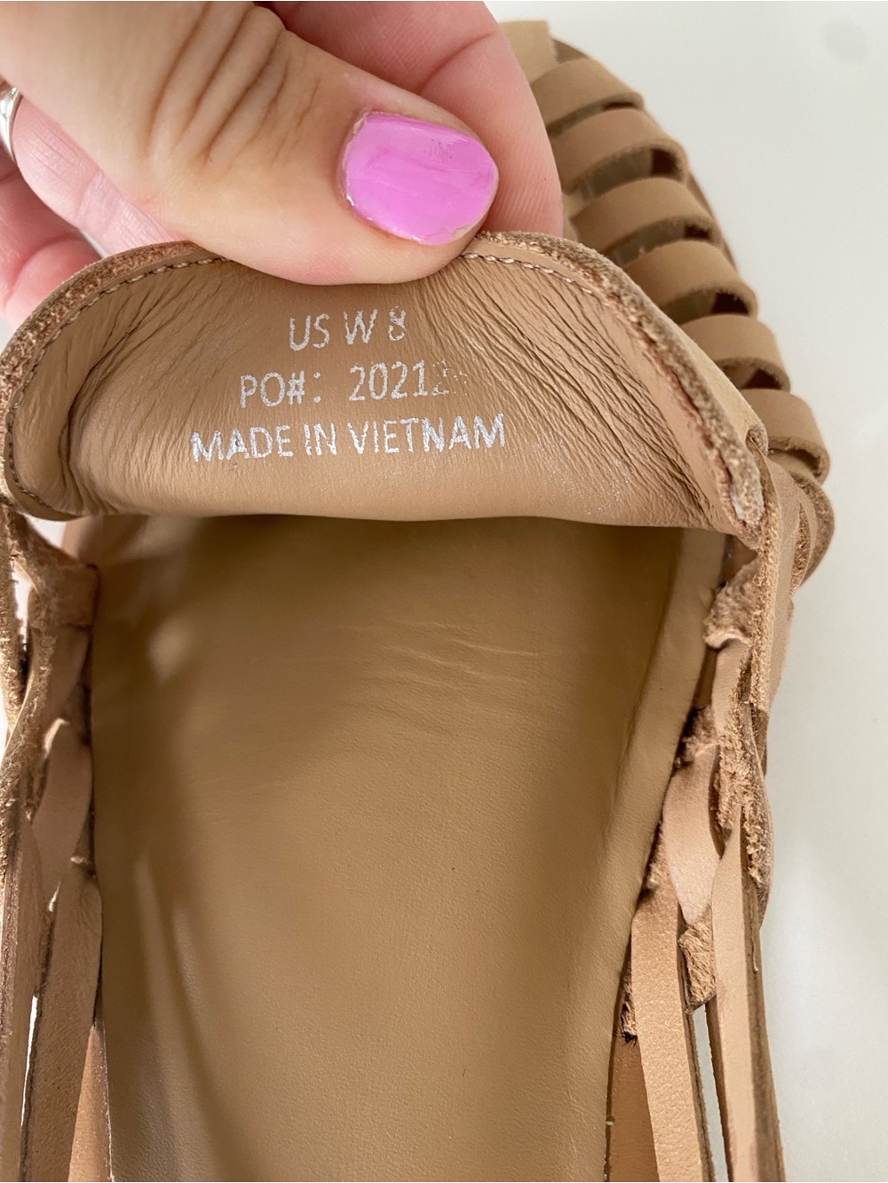 Quince 100% Leather Huarache Flats in Cashew Sz 8 - Picture 7 of 7
